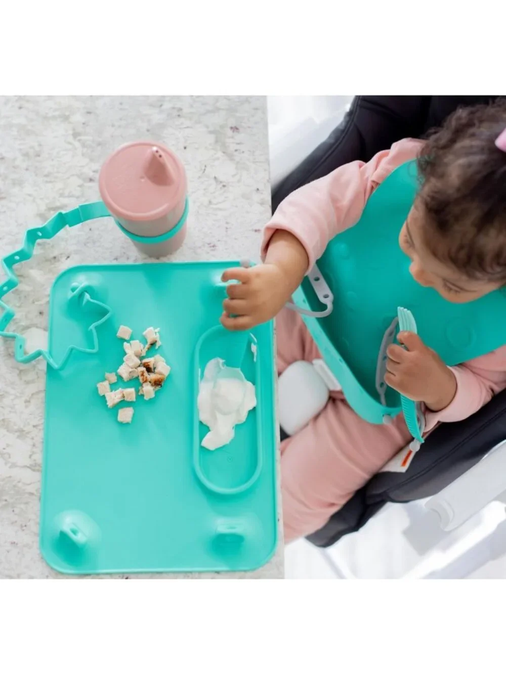 Silicone Suction Mat with 4 Straps | Self Feeding & Baby Led Weaning | Travel
